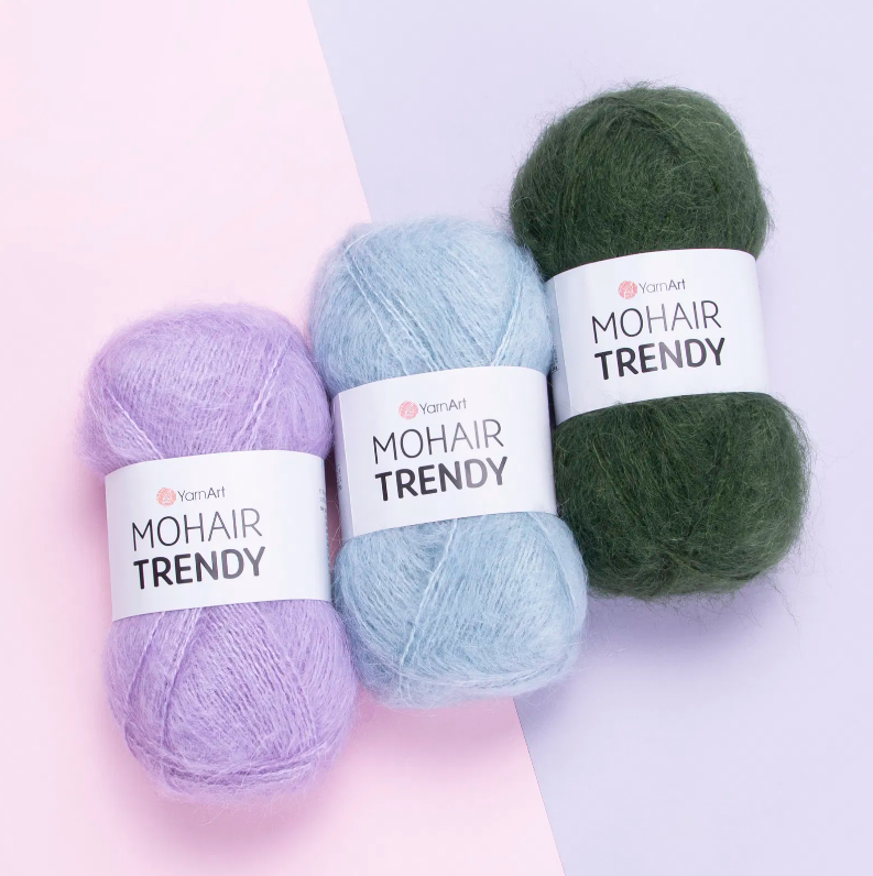 Ukázka nadýchaného úpletu z Mohair Trendy